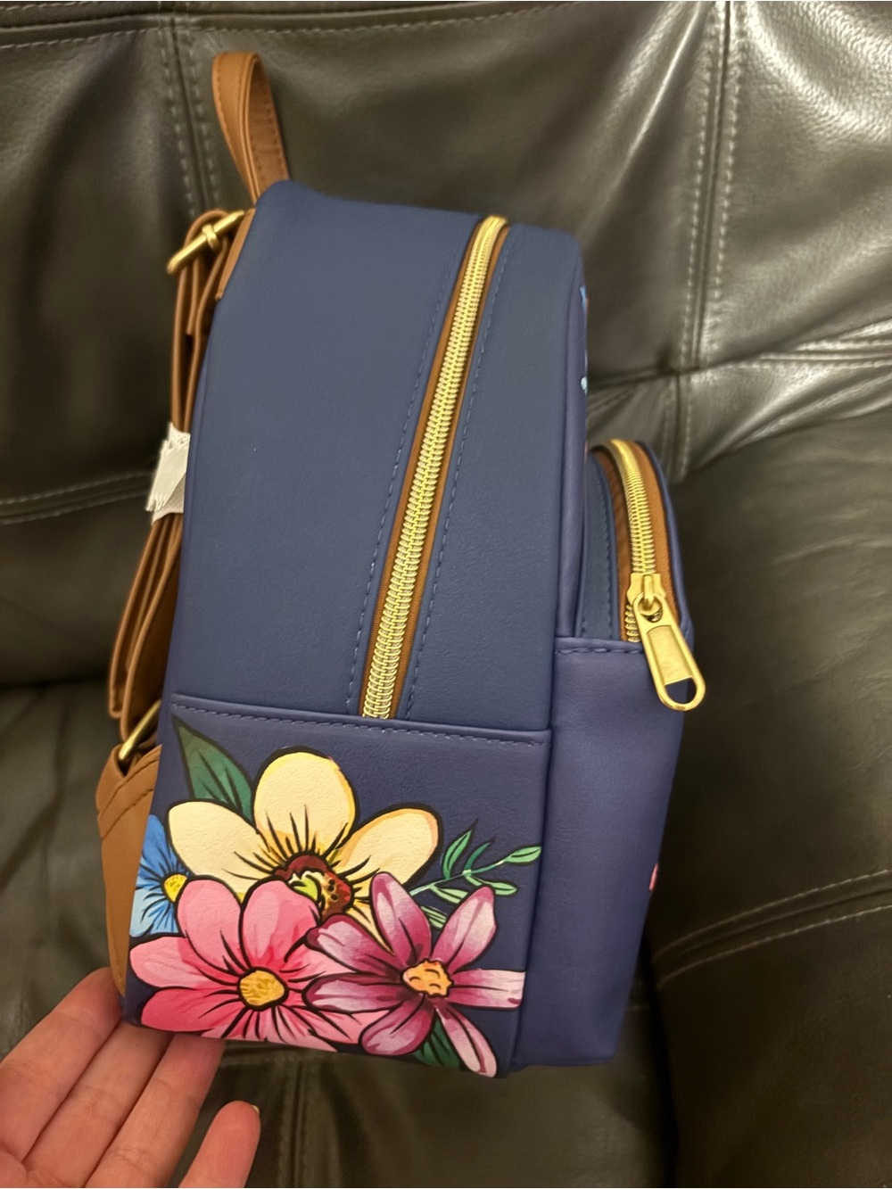 Loungefly Blue Stitch Floral Mini Backpack - Picture 4 of 5